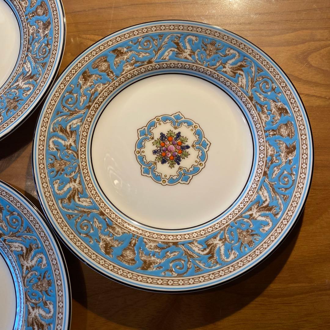フロレンティーン　ターコイズ　プレート　17㎝　3枚　黒壺　ケーキ