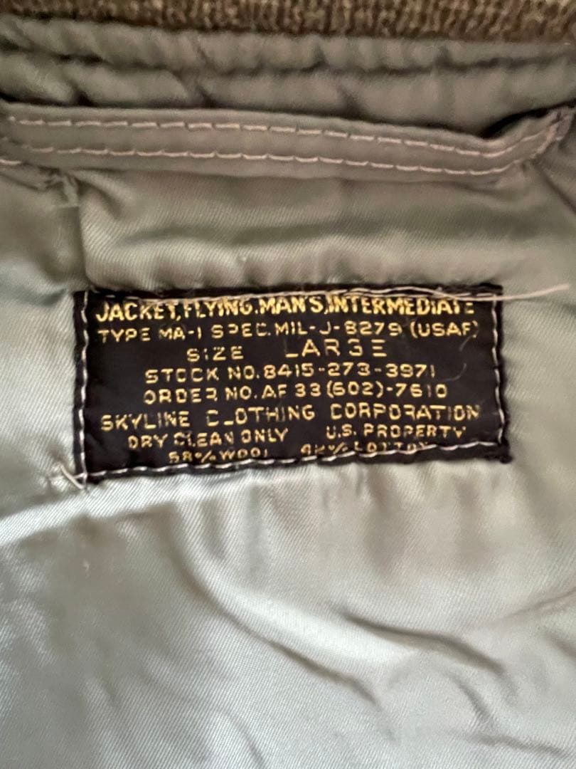 50s初期型　米軍実物MA-1 8279 SKYLINE製