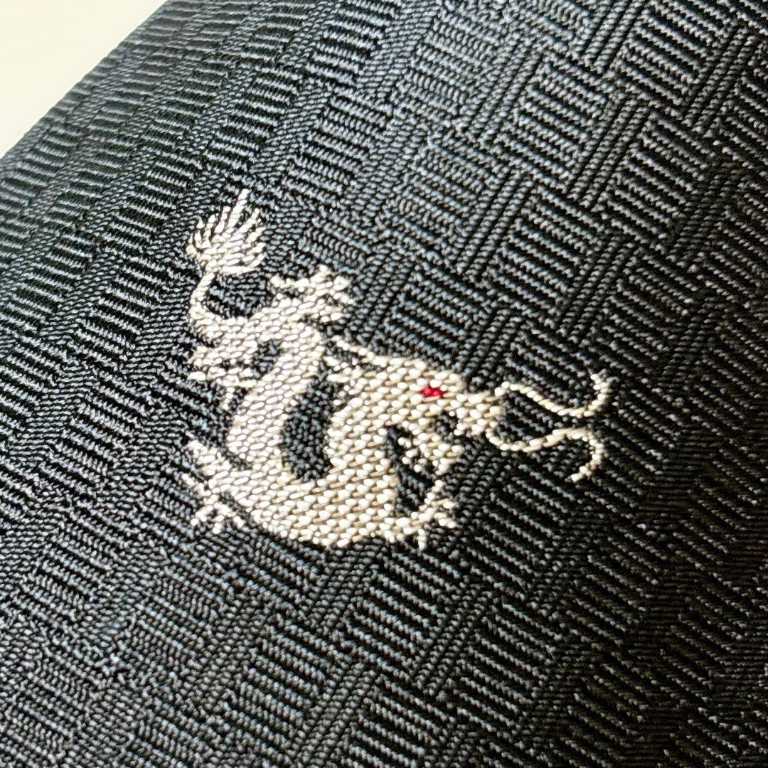 希少 HERMES ドラゴン ネクタイ 黒 H柄 ソリッド 龍 縁起物