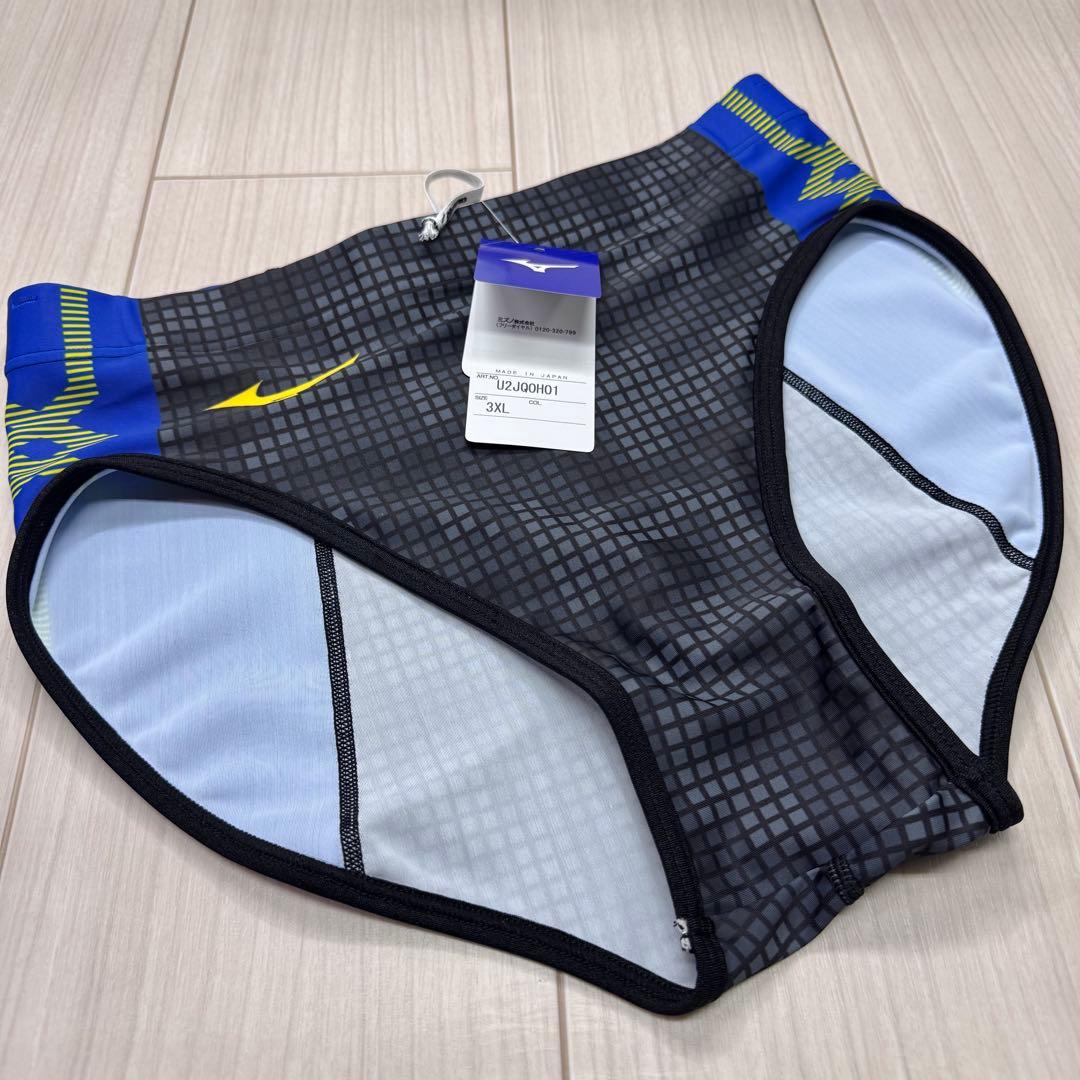 ミズノ　女子陸上レーシングショーツ　3XLサイズ　ブラック×ブルー×イエロー