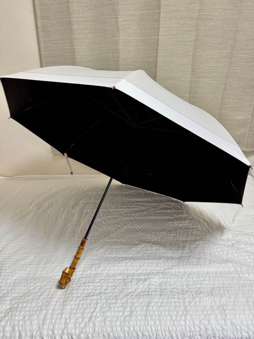 サンバリア100 長傘 Lサイズ コンビmoku アイボリー 竹手元