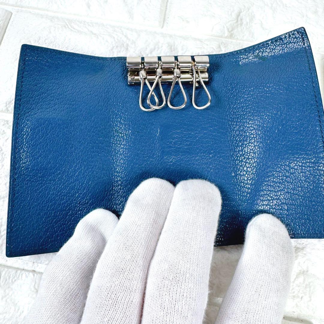 【美品】 エルメス べアン キーケース レザー ブルー