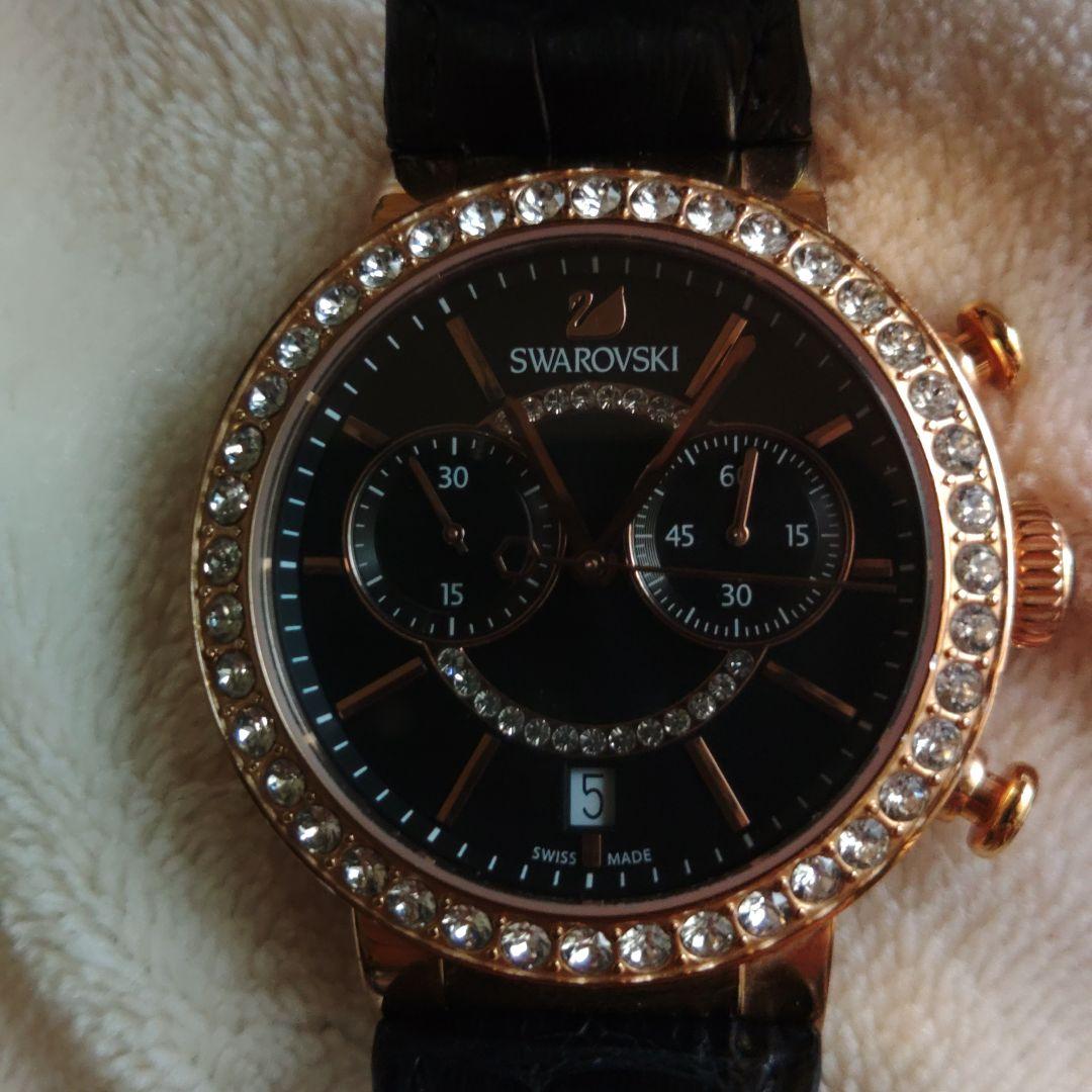 SWAROVSKI アナログ腕時計 ゴールド/ブラック
