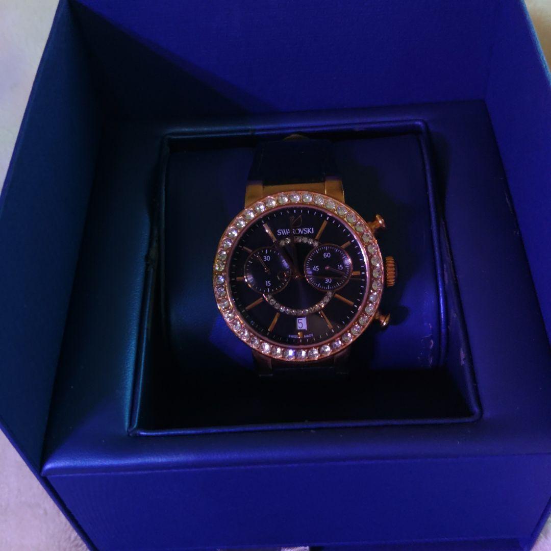 SWAROVSKI アナログ腕時計 ゴールド/ブラック