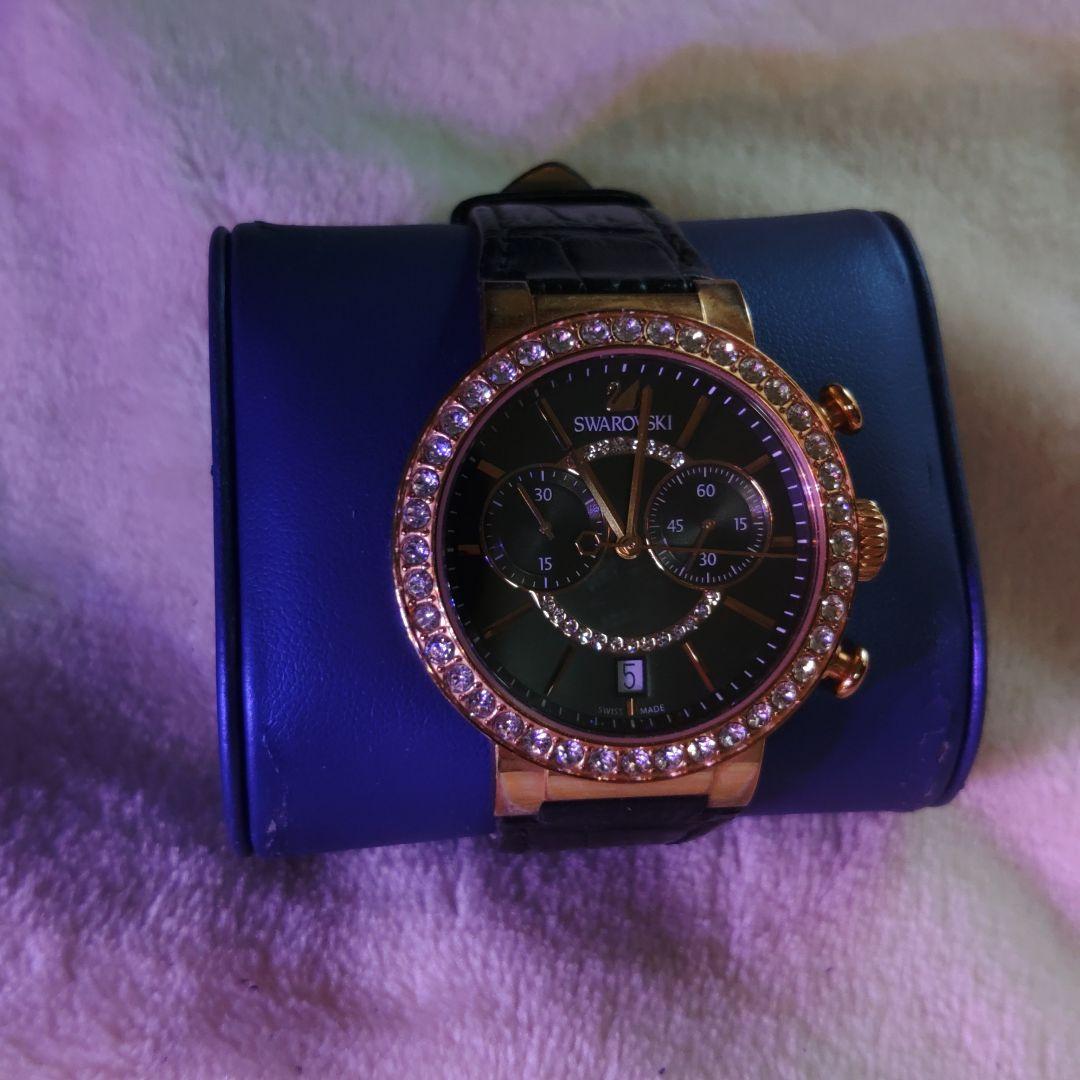 SWAROVSKI アナログ腕時計 ゴールド/ブラック