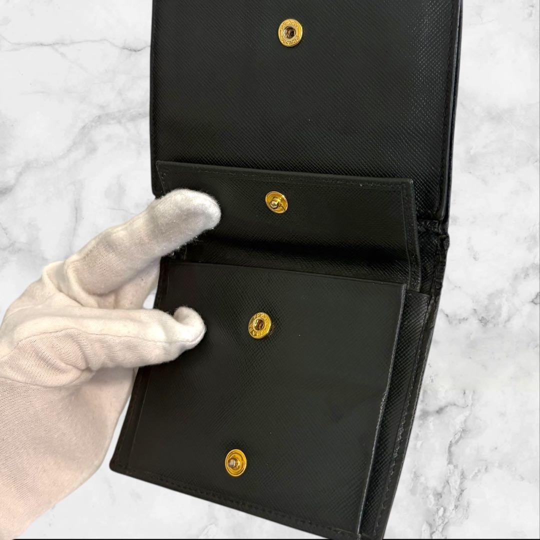 極美品✨ PRADA プラダ 三つ折り財布 サフィアーノ 三角ロゴ