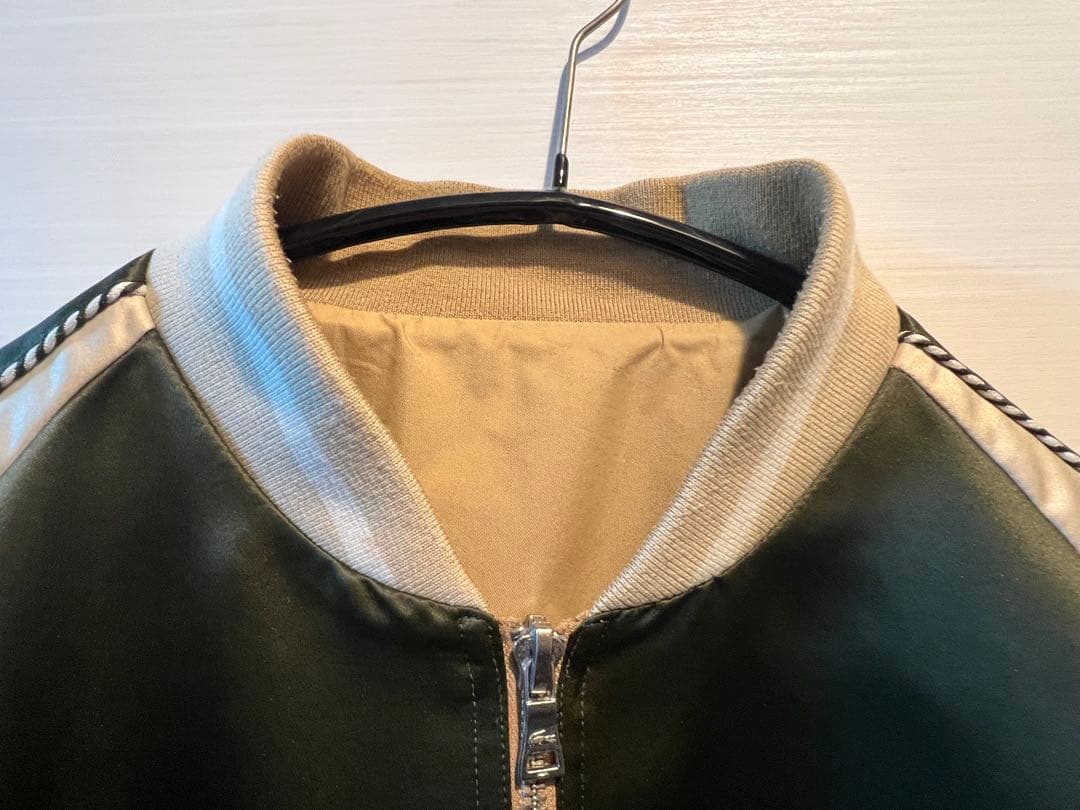 ラコステ　リバーシブルMA-1ジャケット　モスグリーン Lサイズ スタジャン