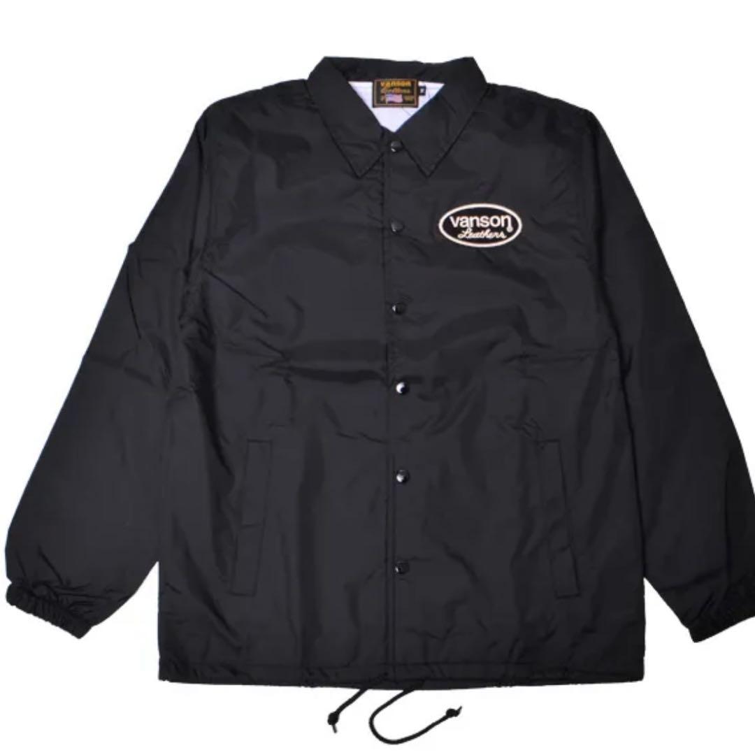 ★ VANSON バンソン ジャケット コーチジャケット 裏地付き 黒 XL