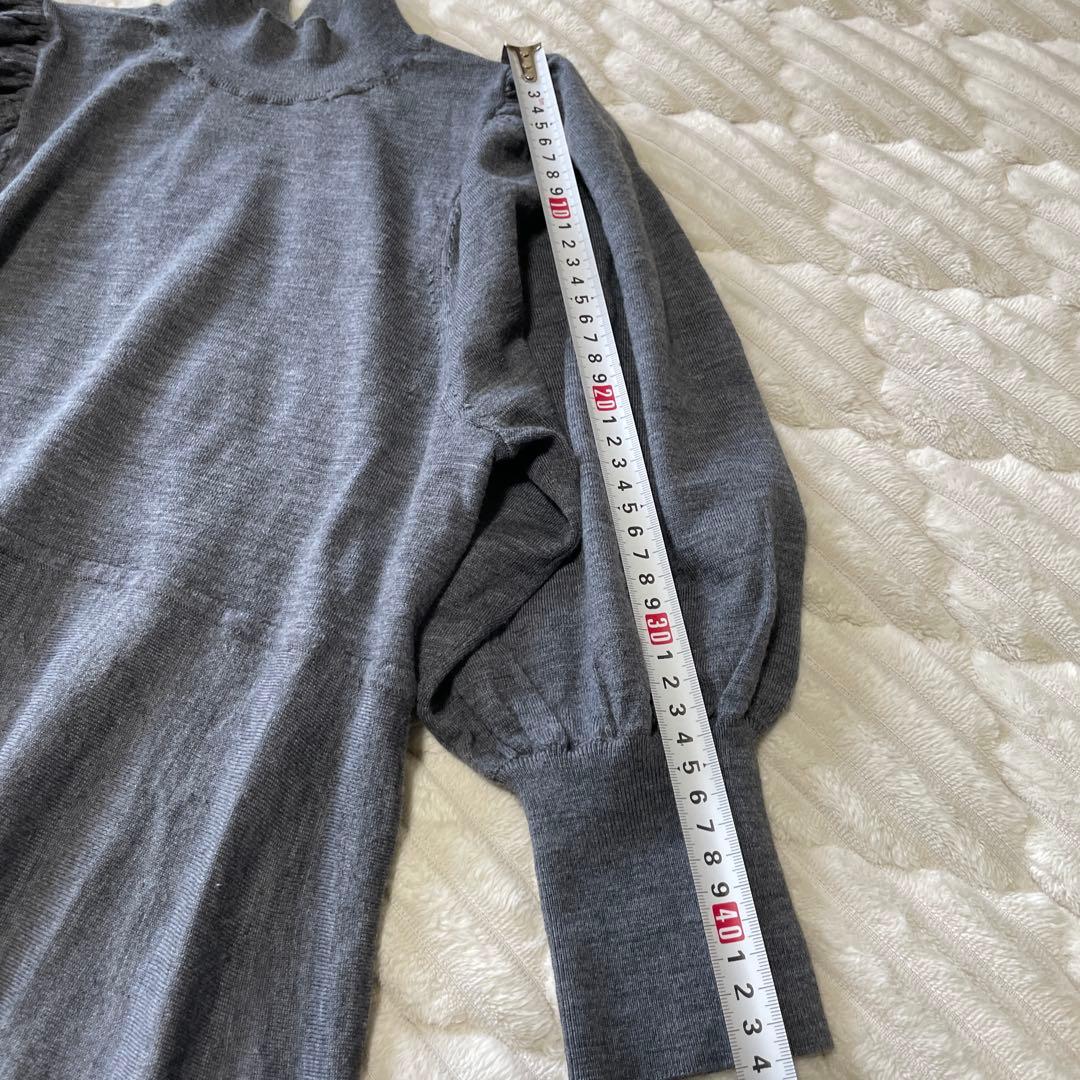 ANAYI ファインメリノフレアニット ワンピース ウール グレー 36 S