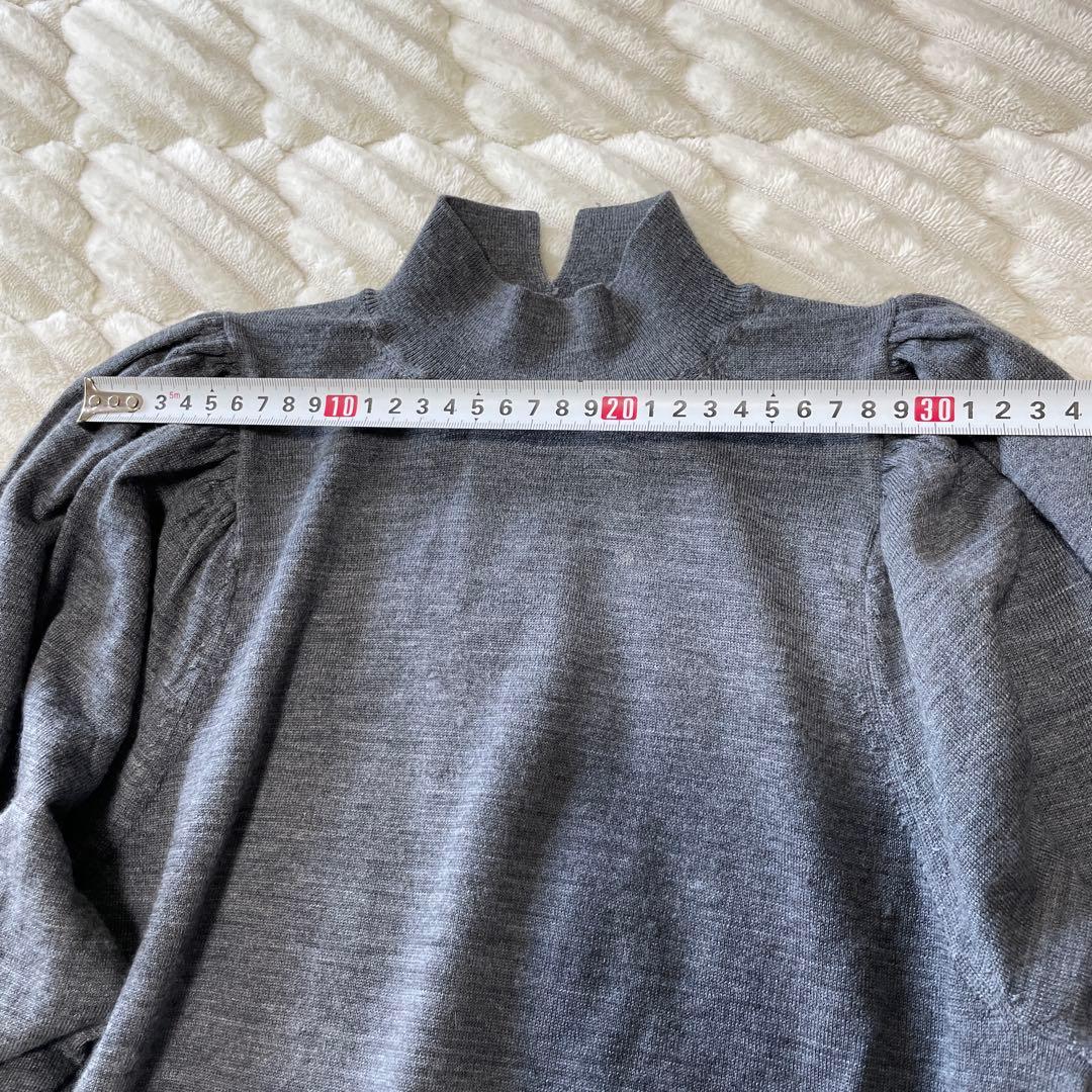 ANAYI ファインメリノフレアニット ワンピース ウール グレー 36 S