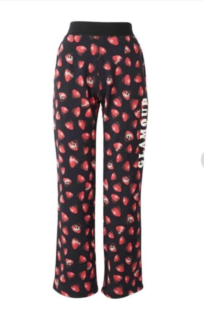 Glamour いちご柄 ストレートパンツ