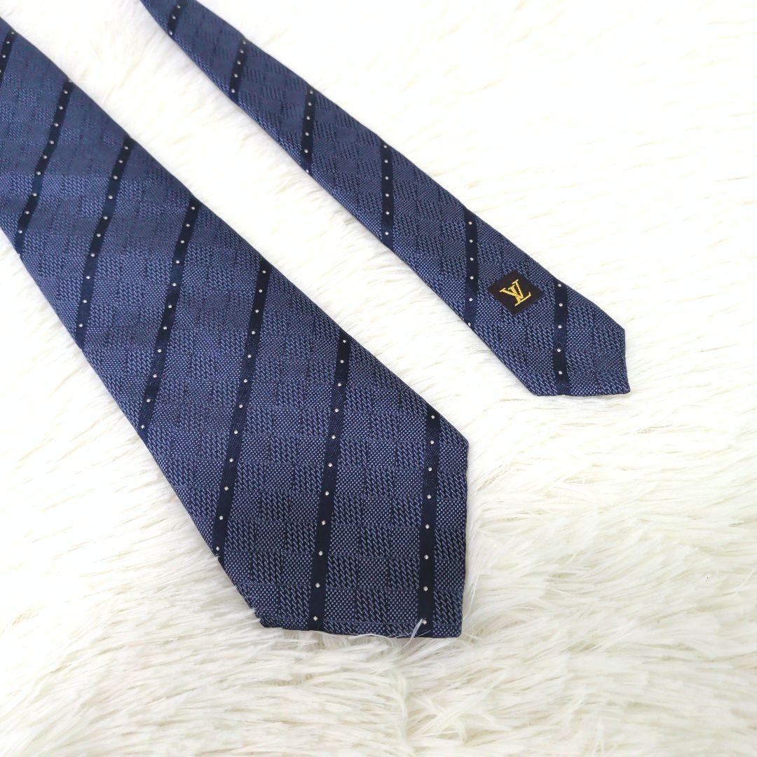 箱付き極美品✨️　VUITTON　ヴィトン　ネクタイ　ダミエ　ネイビー