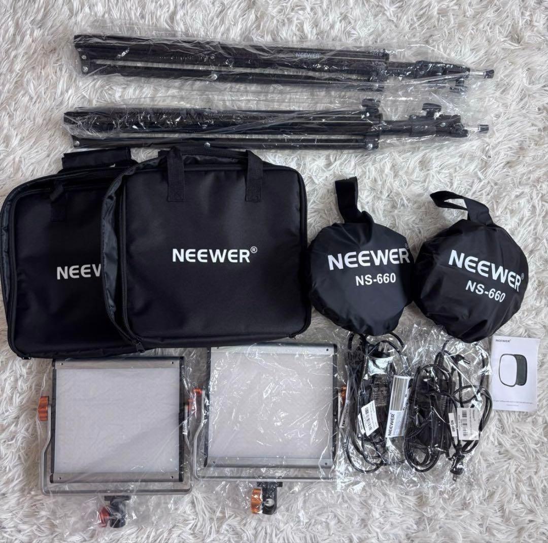 NEEWER LEDビデオライト照明キット 三脚スタンド ソフトボックス