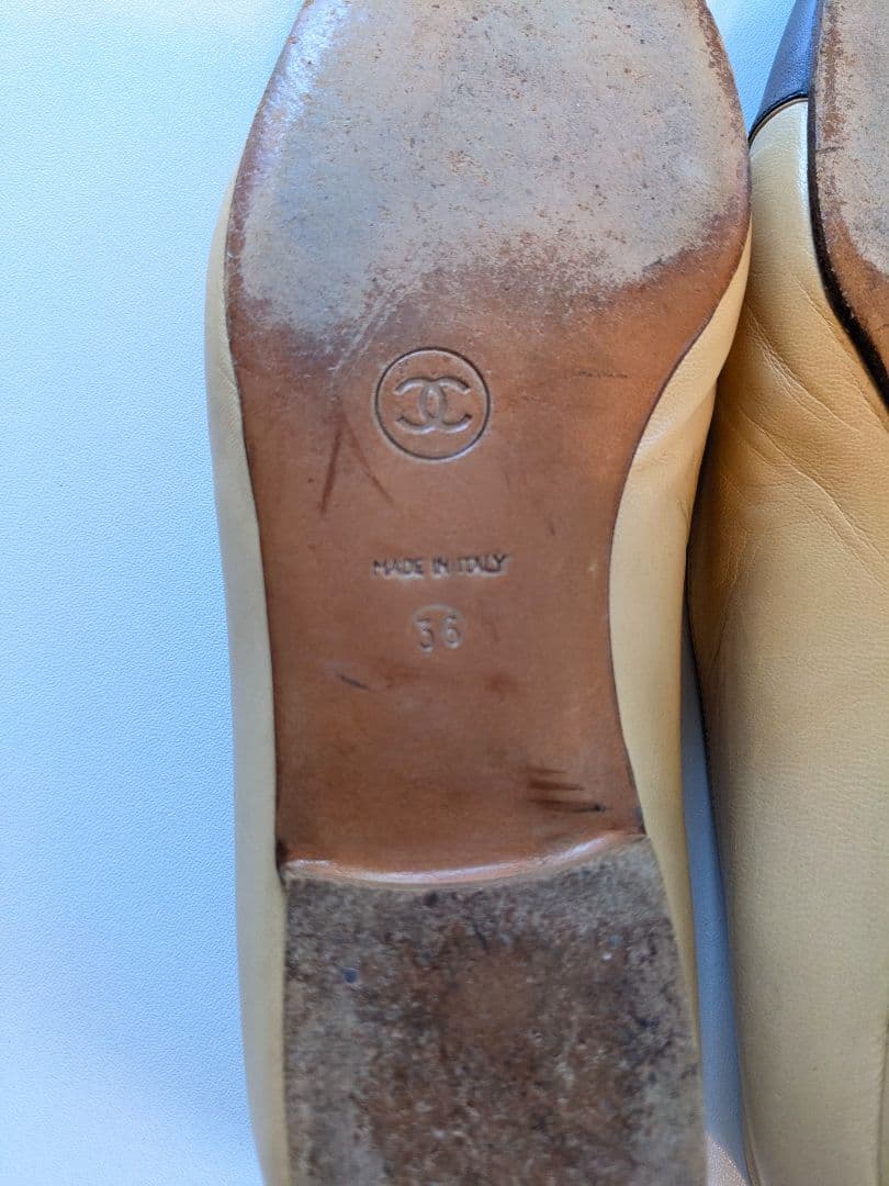 CHANEL　バイカラー　フラット　ポインテッドトゥ