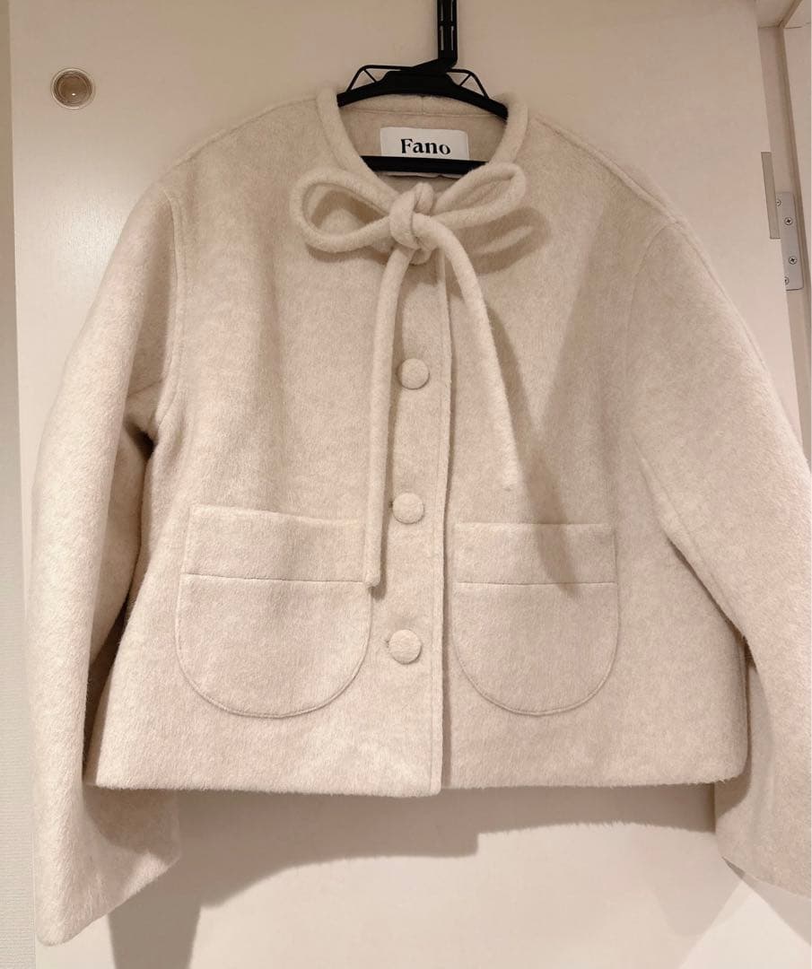 Fano Studios ノーカラージャケット リボンタイ ウールコート