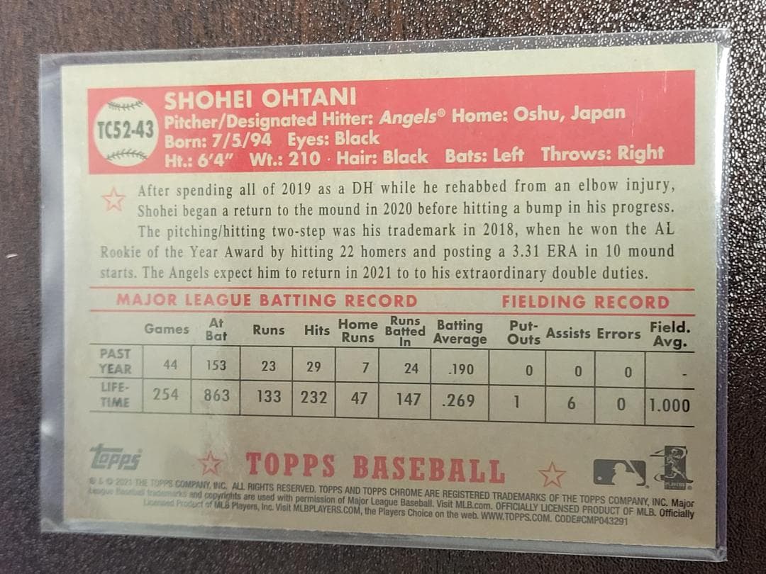 大谷翔平　プリントサイン　プリズム　カード　トップス　TC52-43　エンゼルス