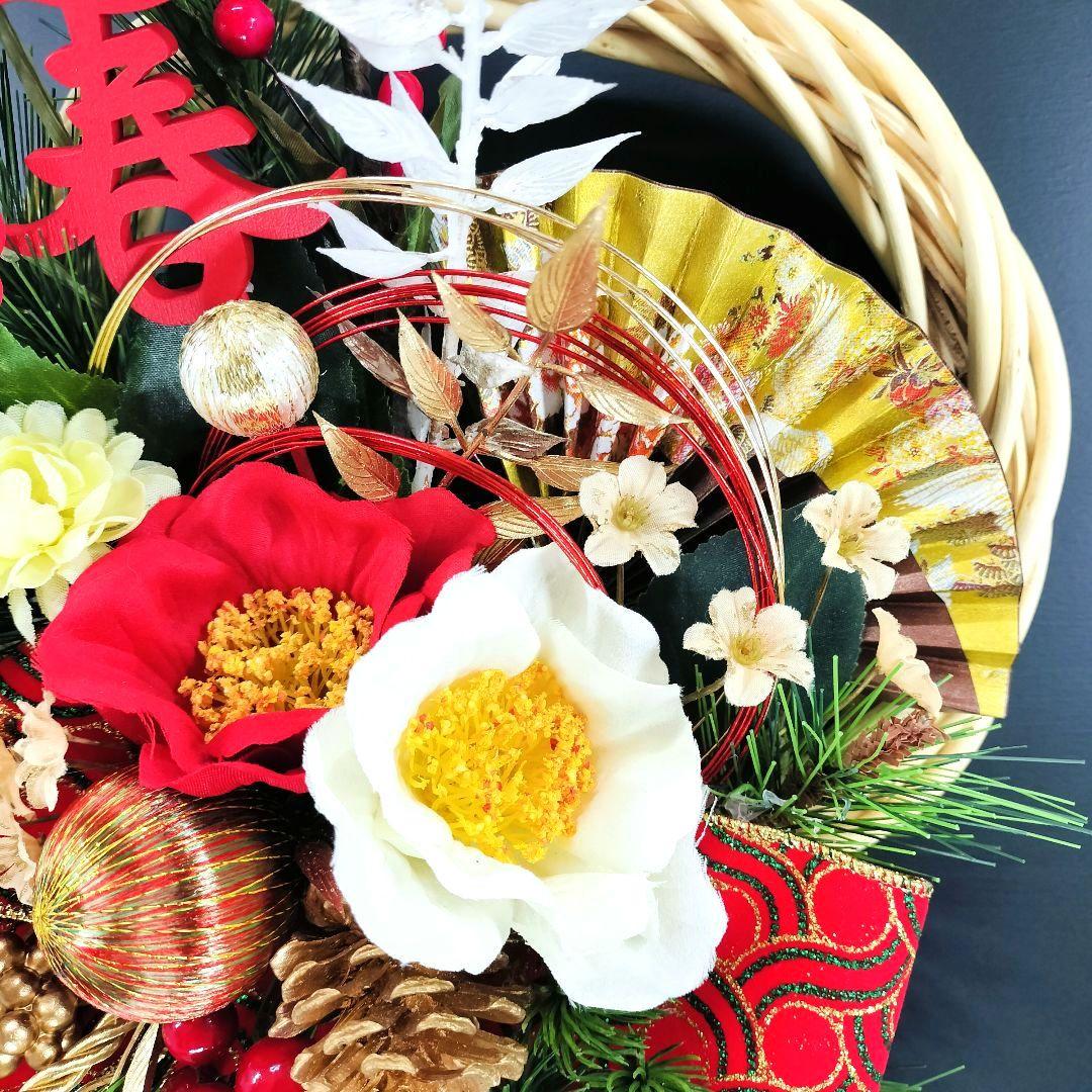 商品名【慶香】ゆきこ❤紅白椿のお正月リース ＊フラワーリース