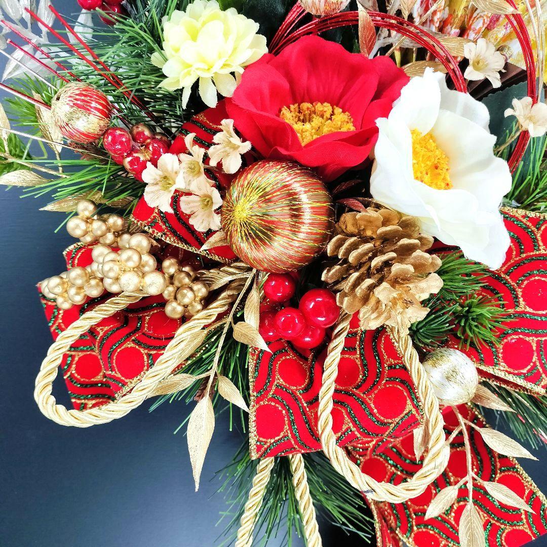 商品名【慶香】ゆきこ❤紅白椿のお正月リース ＊フラワーリース