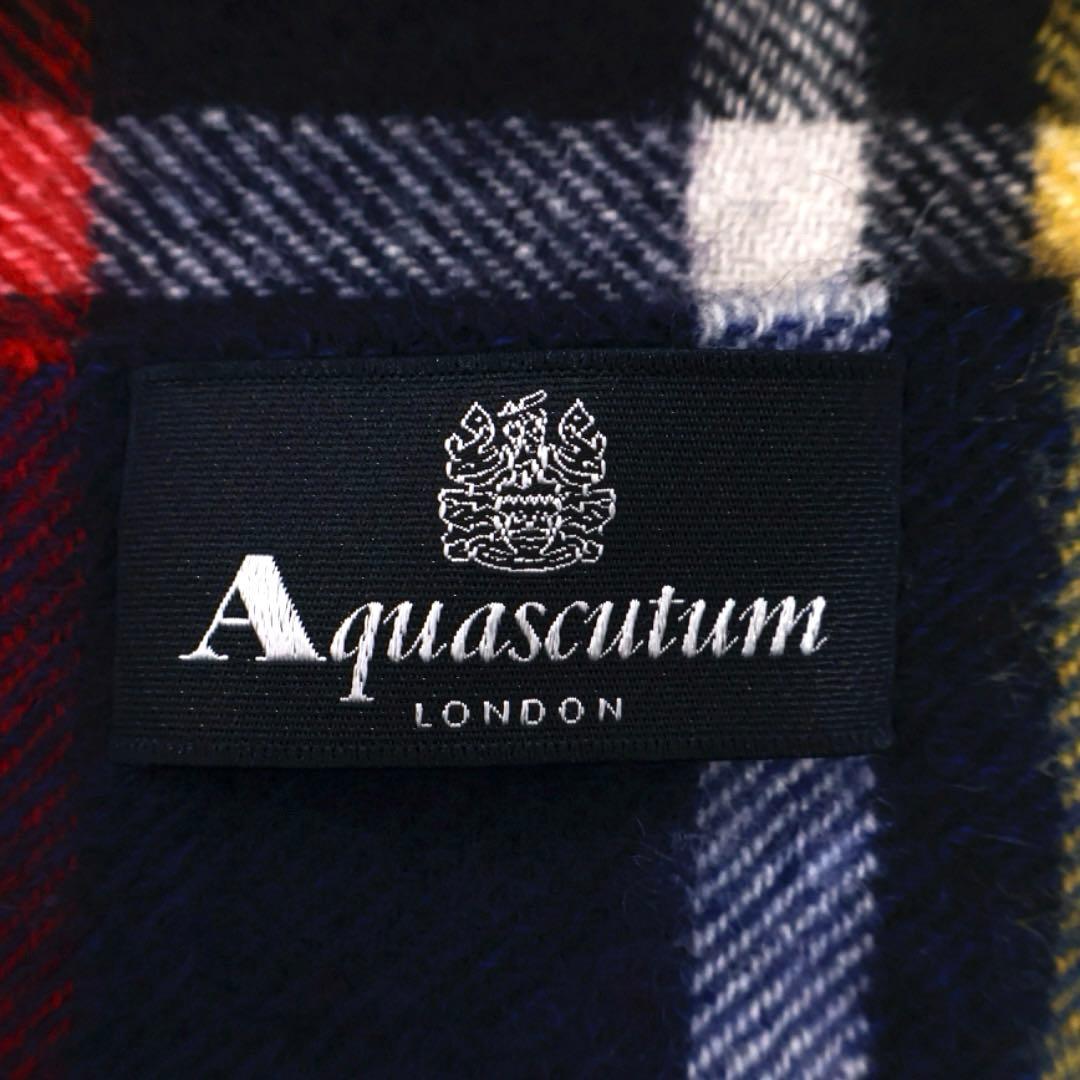 H4297-17◾️アクアスキュータム　カシミア100% チェック柄マフラー