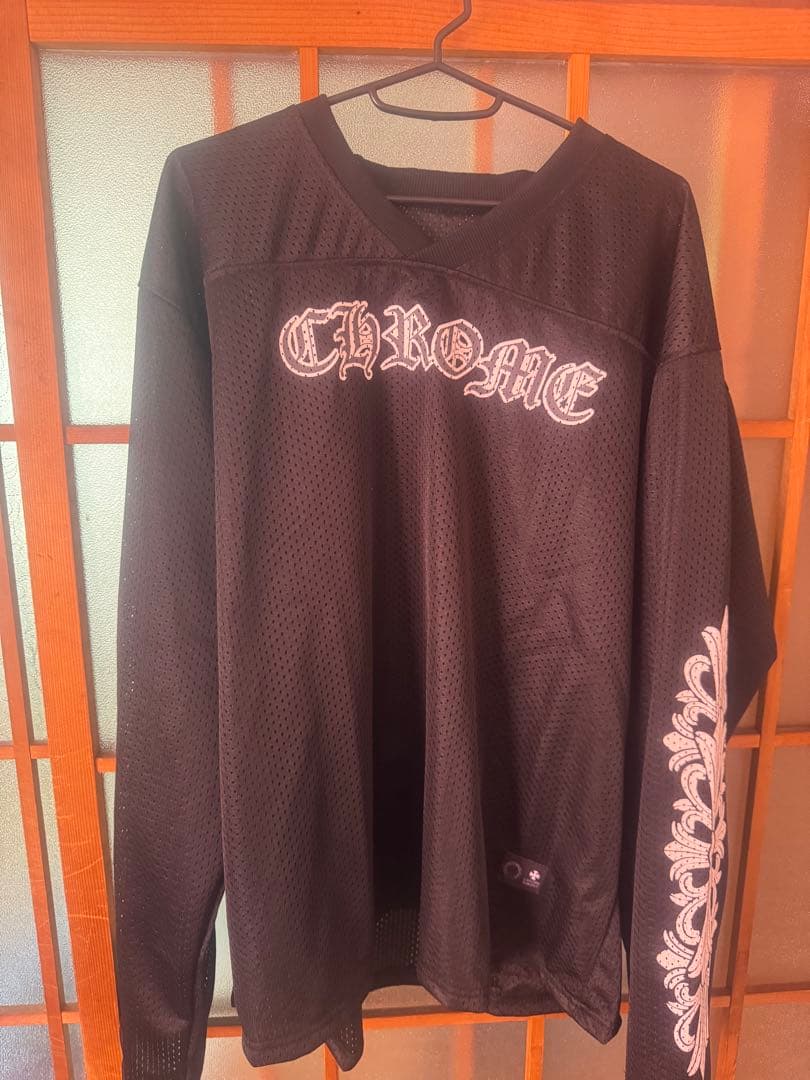 CHROME ブラック メッシュ長袖カットソー