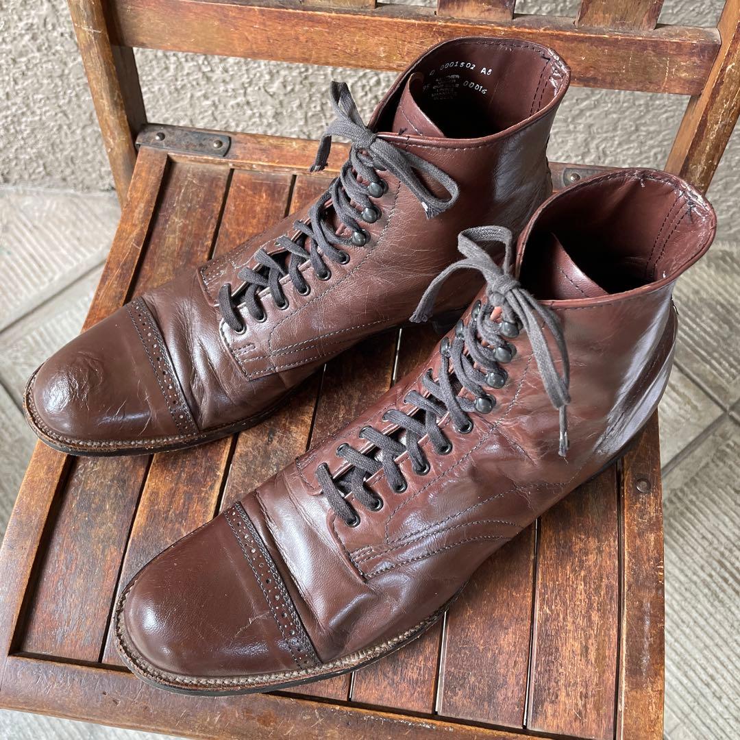 希少！70s USAヴィンテージ　ステイシーアダムス10D白タグレザーブーツ革靴