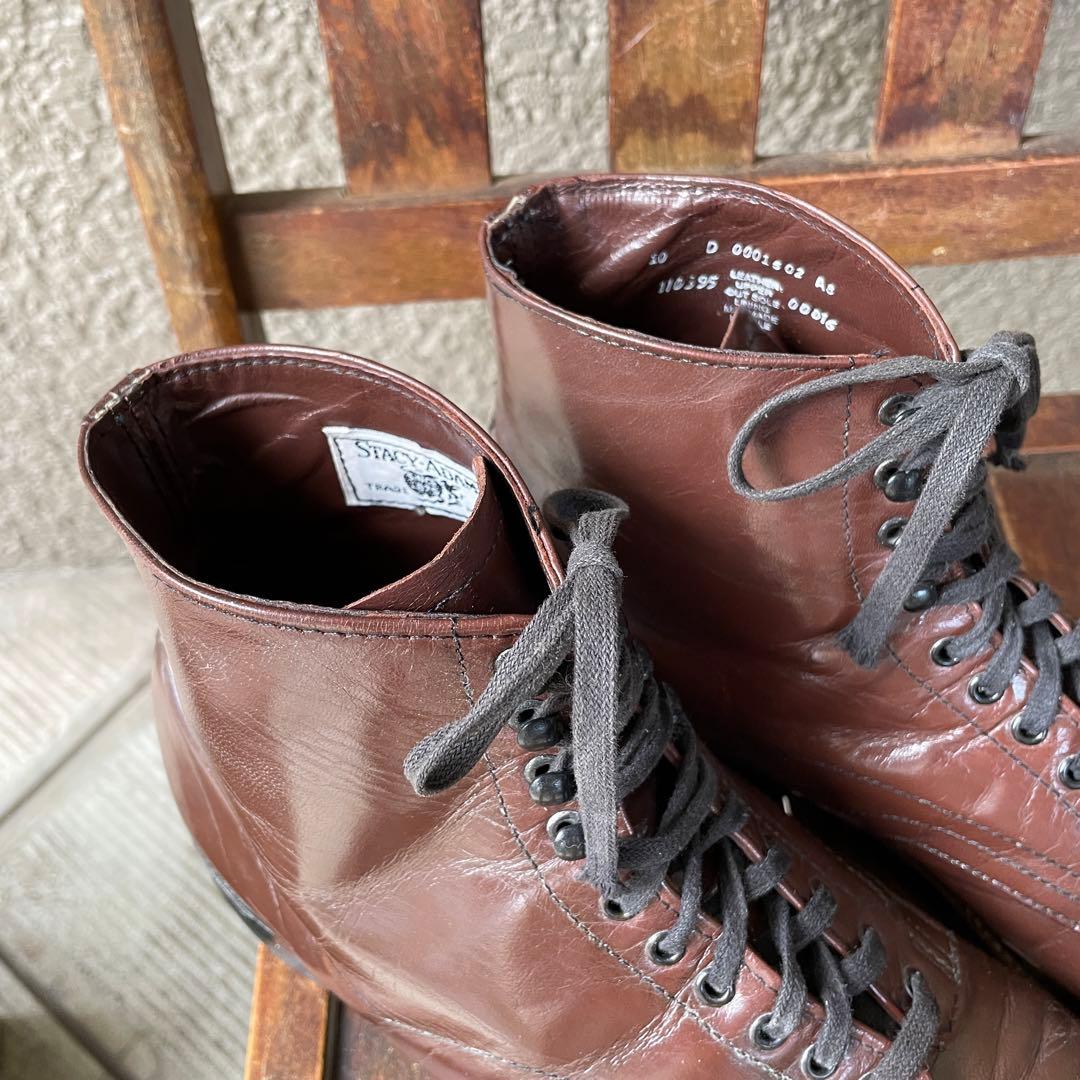 希少！70s USAヴィンテージ　ステイシーアダムス10D白タグレザーブーツ革靴