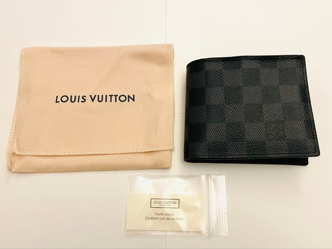 LOUIS VUITTON ダミエ ブラック 二つ折り財布 小銭入れ付き
