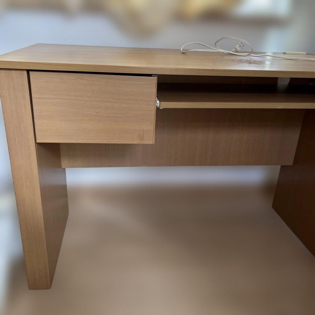 ライトブラウン デスク 引き出し付き