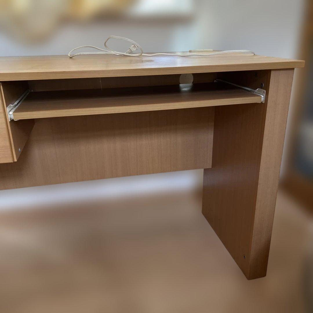 ライトブラウン デスク 引き出し付き