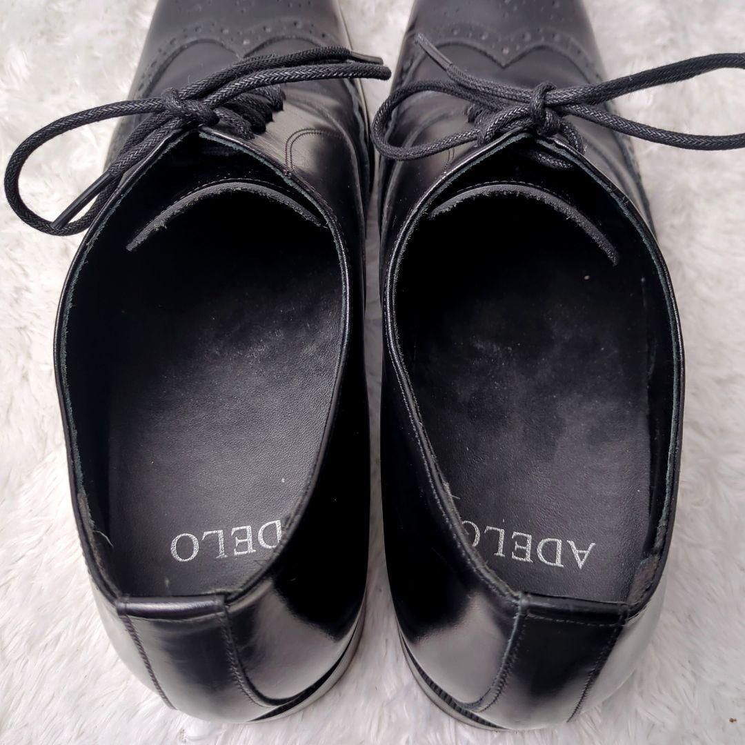 良品 ADELOアデロ 6cmUP シークレットシューズ 24.5㎝ 黒