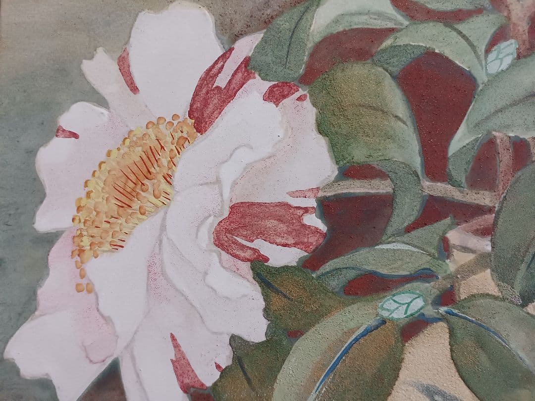 ◆ 広良　「李朝壺と沖の石」　日本画　P10号　◆