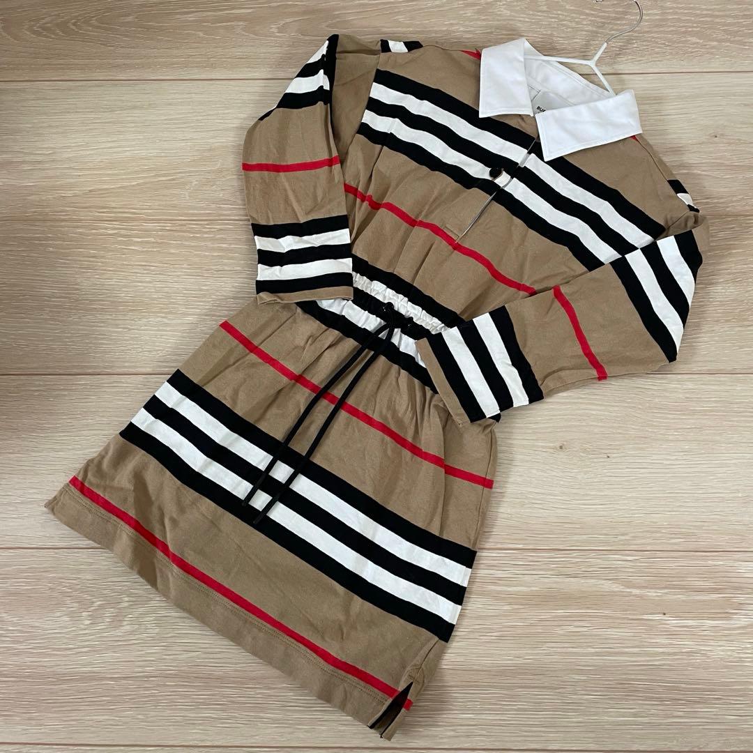 Burberry アイコンストライプ　コットンワンピース6y=116㎝