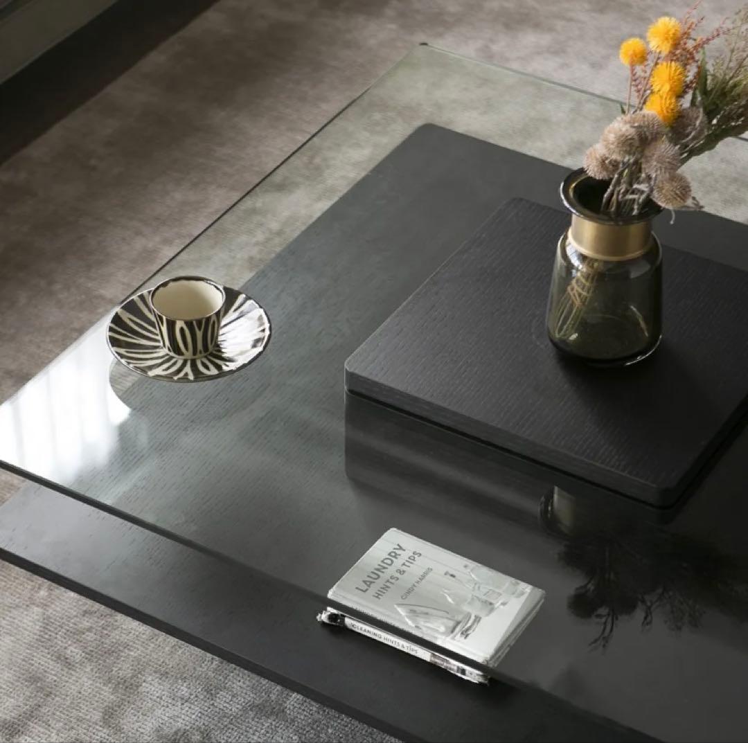 armoniaアルモニア ガラスセンターテーブル ブラック木目調 おしゃれ