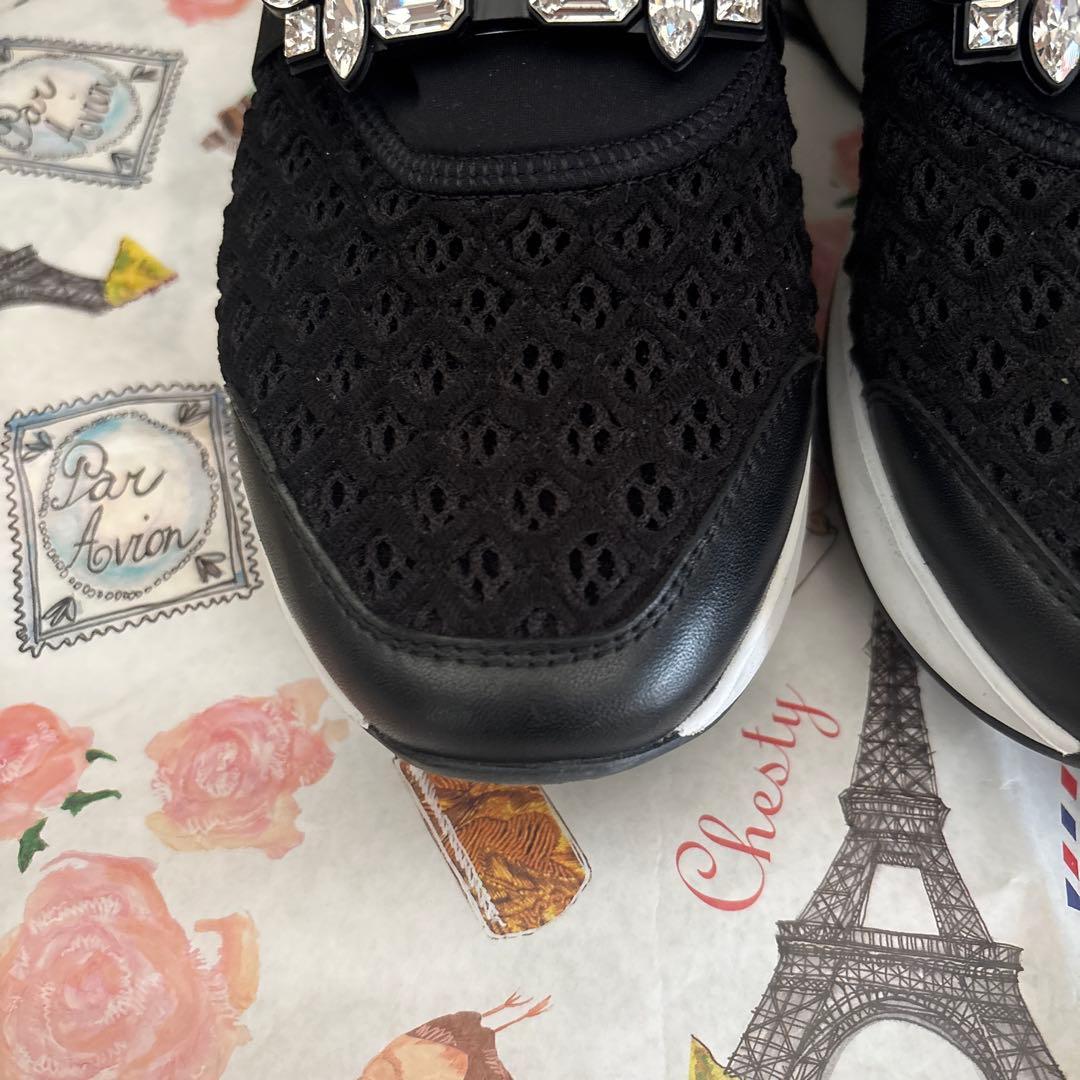 正規品♡ロジェヴィヴィエ　スニーカー　ビジュー付きブラックスニーカー　37