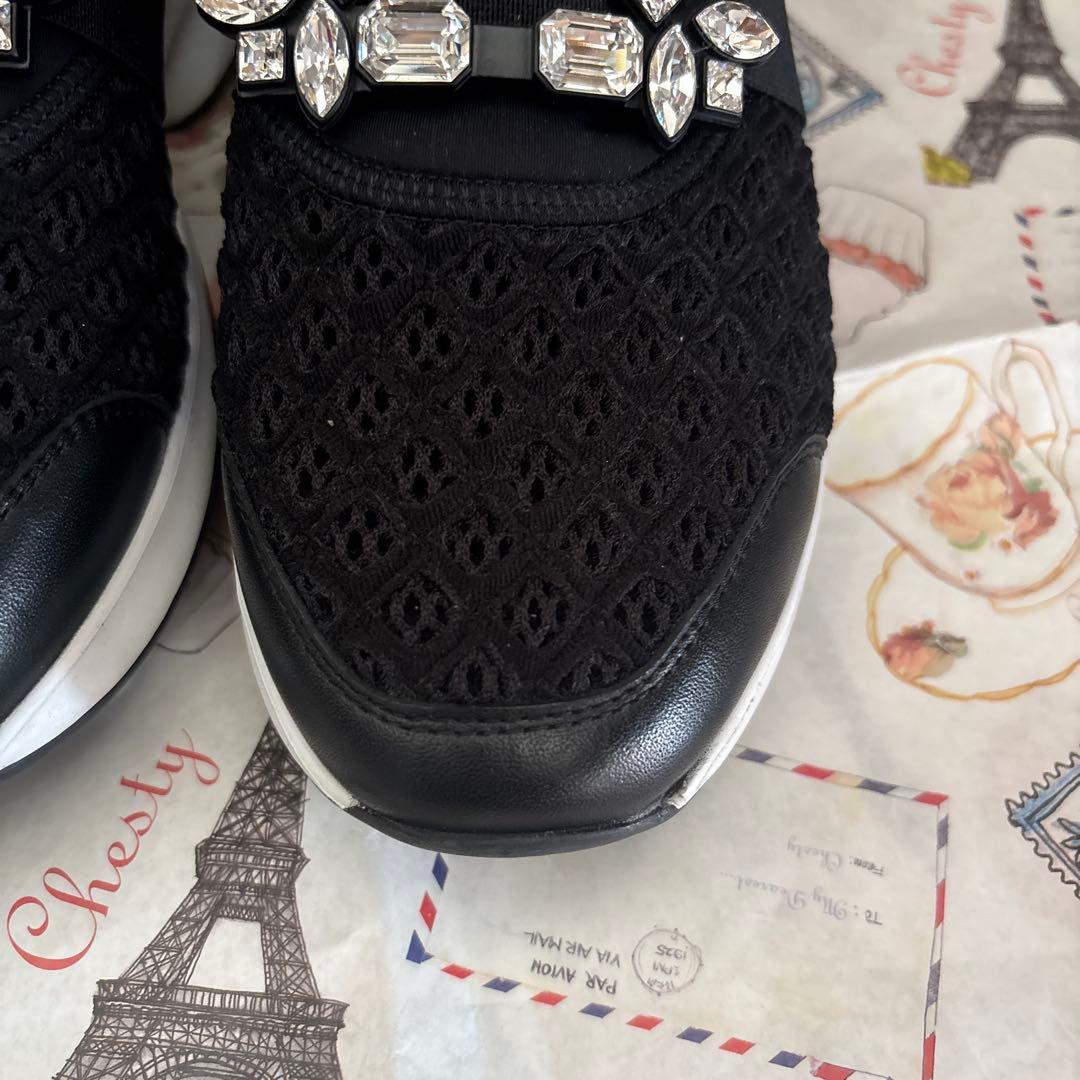 正規品♡ロジェヴィヴィエ　スニーカー　ビジュー付きブラックスニーカー　37