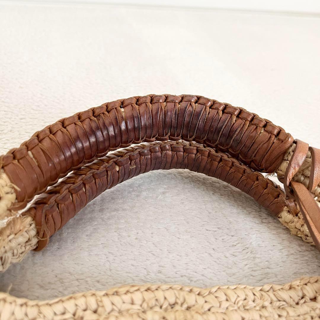 美品✨ヘレンカミンスキー ラフィア カゴバッグ ポンポン付き