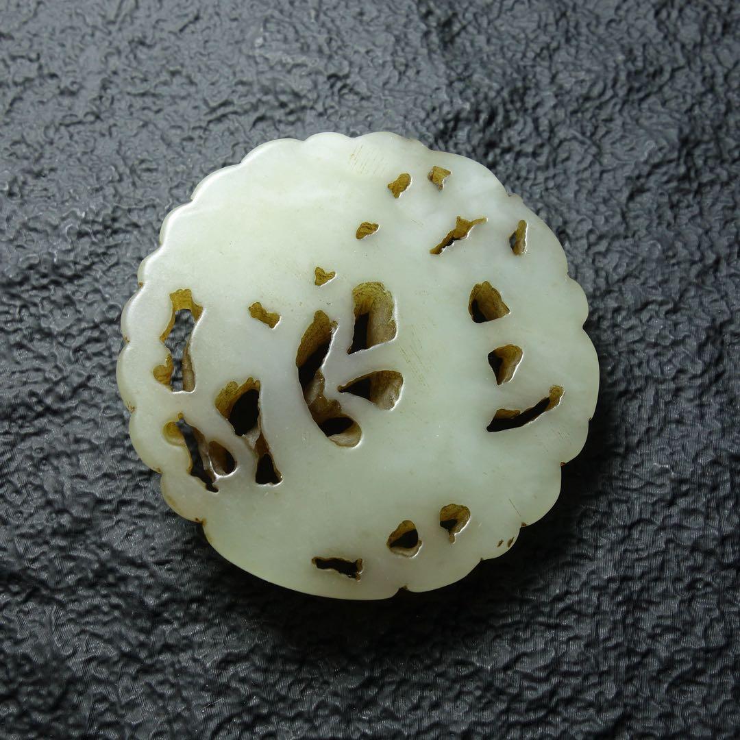 清時代 和田玉 天鵝 玉牌 中国古玉 彫刻 お守り 古美術 骨董 C1A208