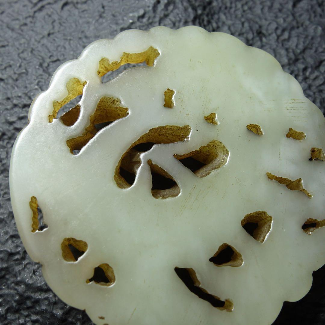 清時代 和田玉 天鵝 玉牌 中国古玉 彫刻 お守り 古美術 骨董 C1A208