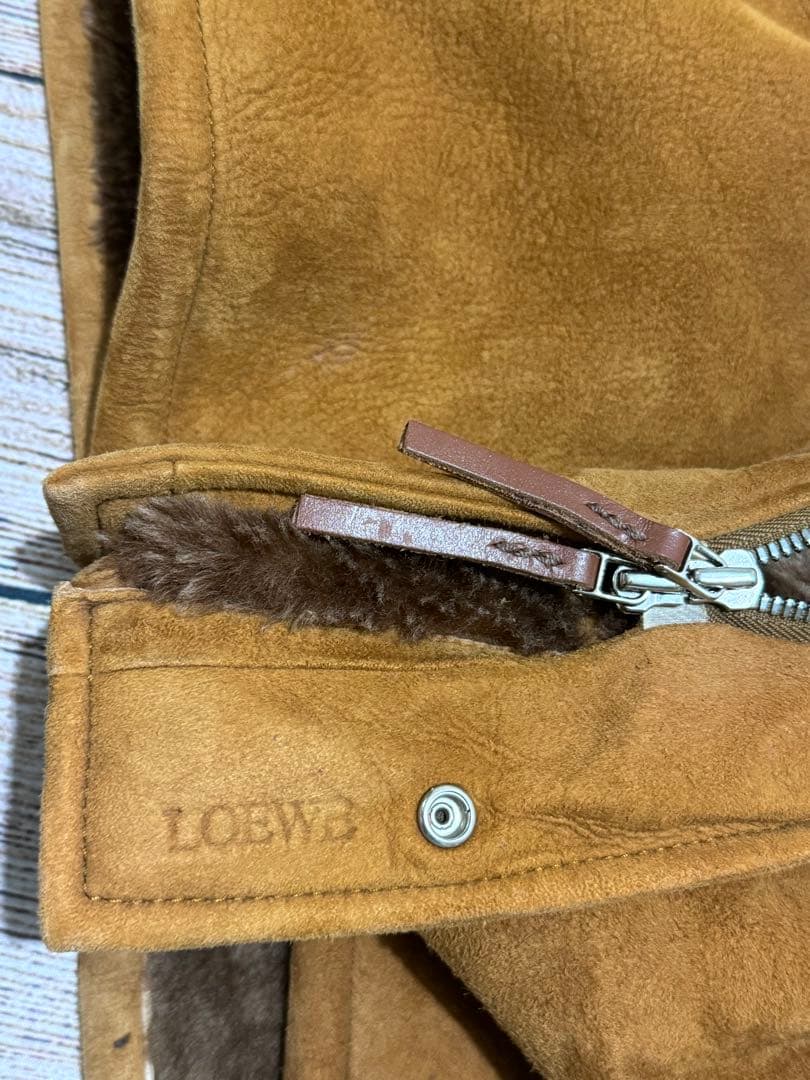 【condo】LOEWEロエベ フード付き ムートンスエード コートL