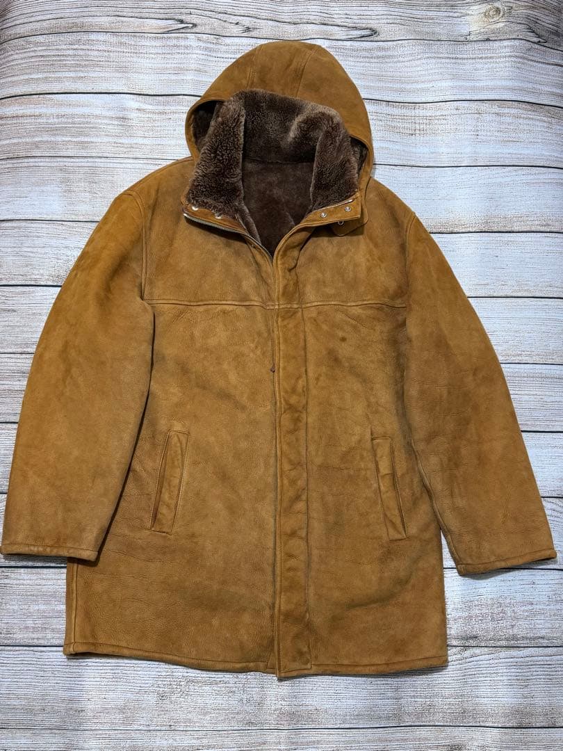 【condo】LOEWEロエベ フード付き ムートンスエード コートL