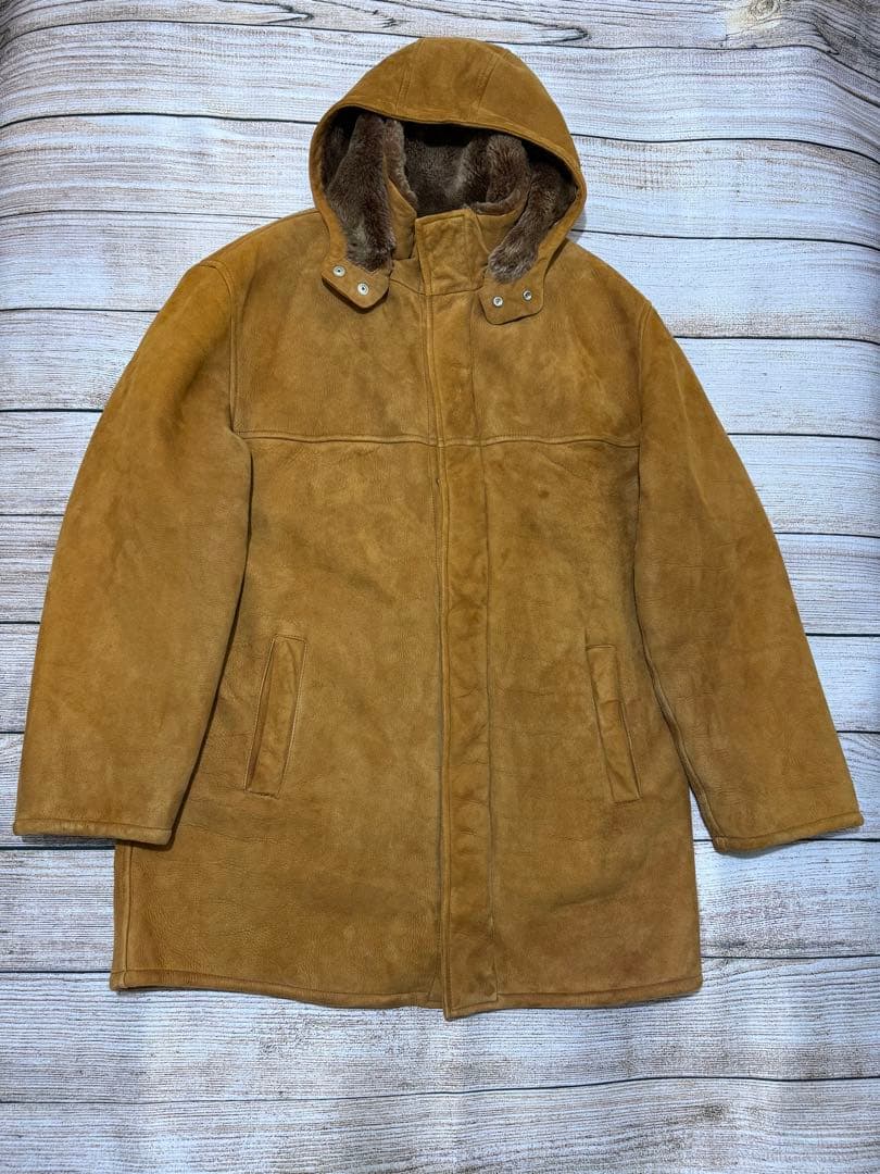 【condo】LOEWEロエベ フード付き ムートンスエード コートL