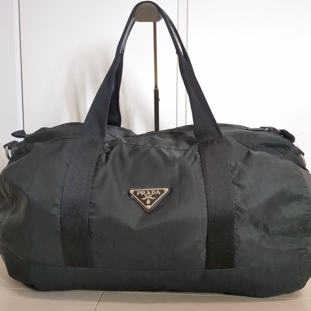 PRADA ボストンバッグ ブラック 三角ロゴ テスートナイロン 大容量