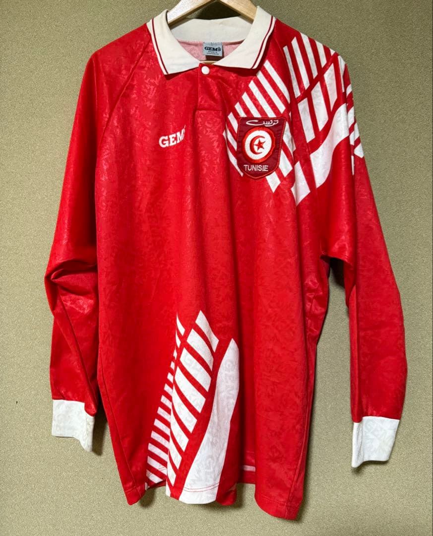 【美品】チュニジア代表 XL 支給品 イタリア製 長袖 サッカー ユニフォーム