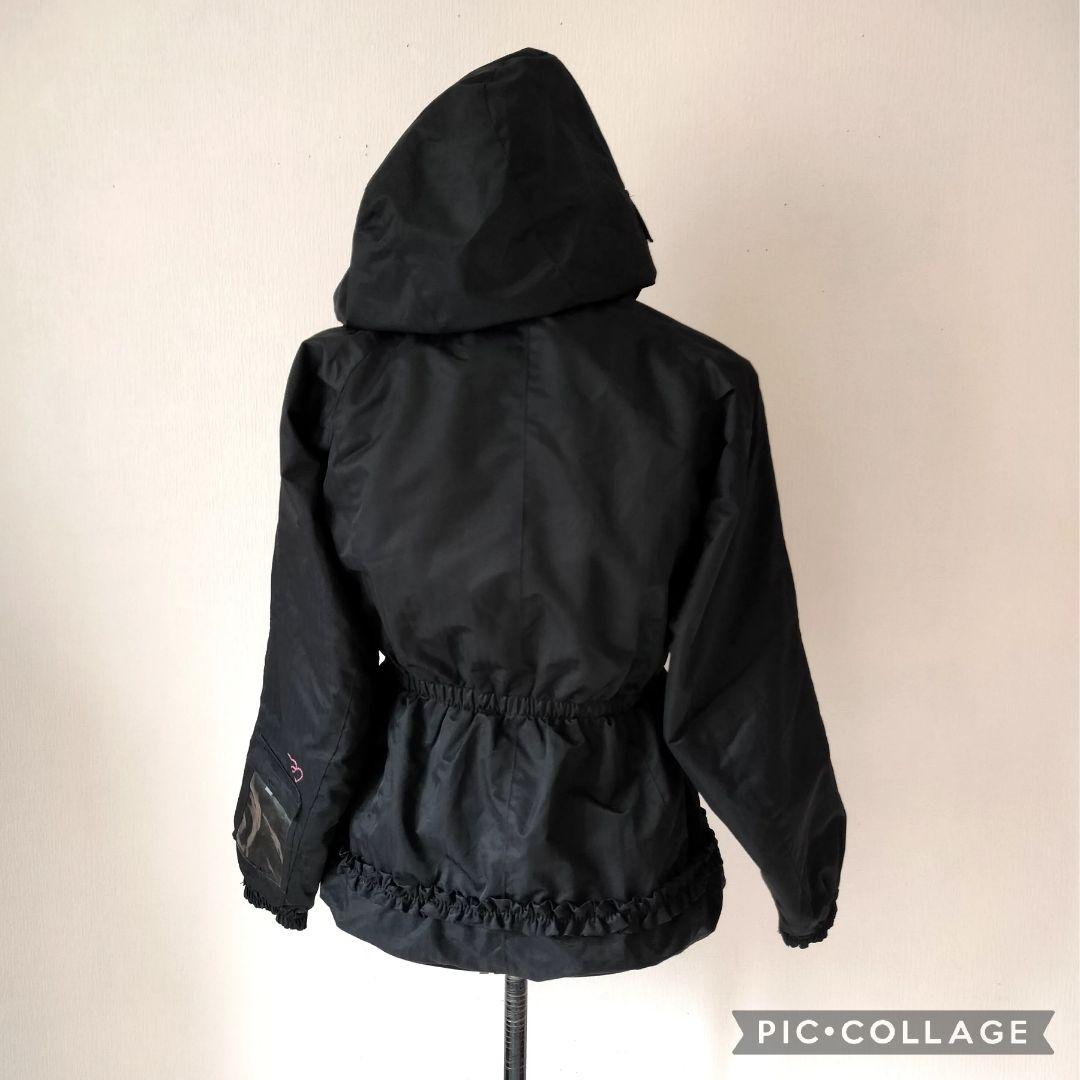 美品♡デサント♡フリルガールハート スキーウェア上下 ヒートナビ 黒ピンク150