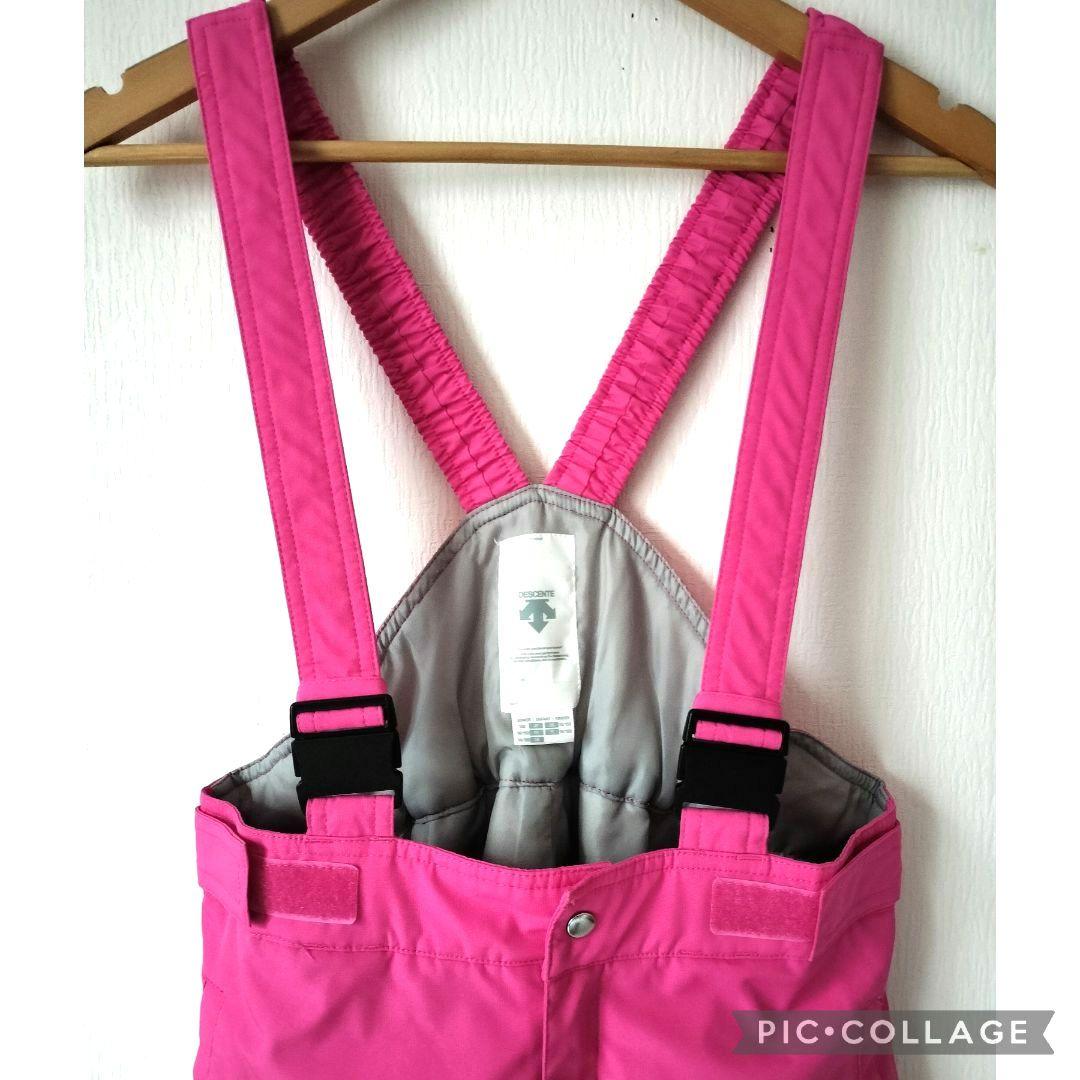 美品♡デサント♡フリルガールハート スキーウェア上下 ヒートナビ 黒ピンク150