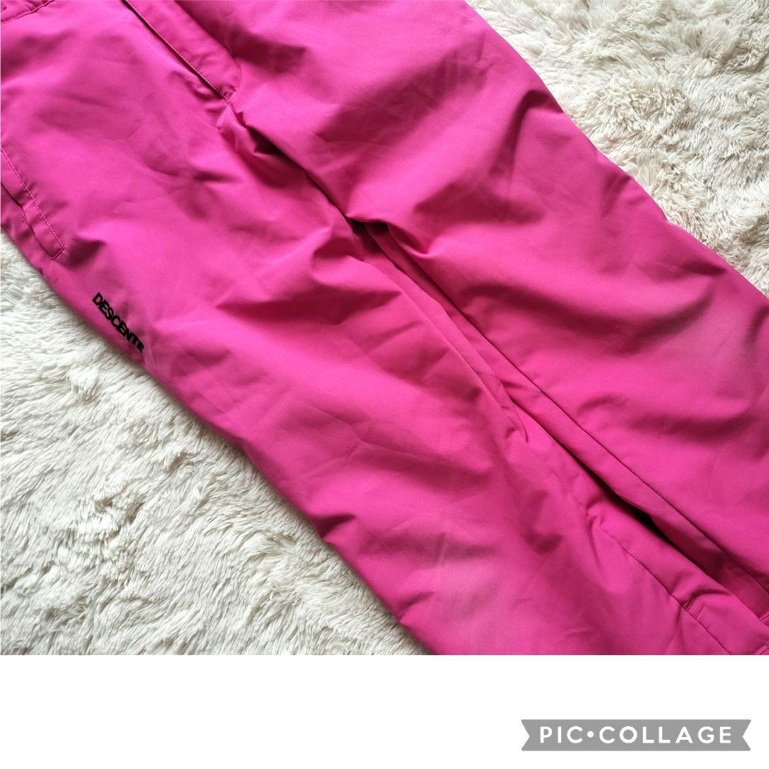 美品♡デサント♡フリルガールハート スキーウェア上下 ヒートナビ 黒ピンク150