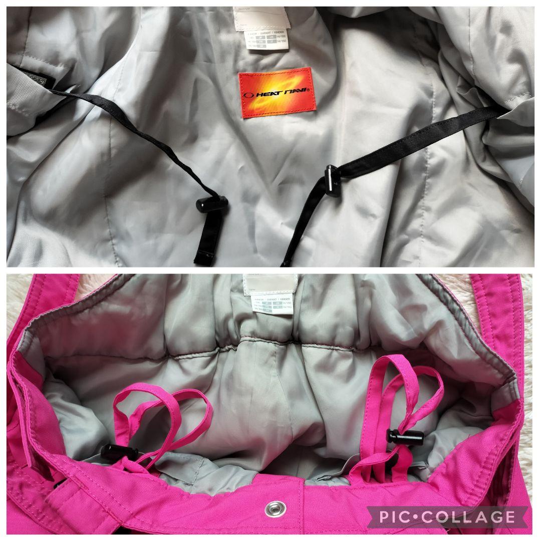 美品♡デサント♡フリルガールハート スキーウェア上下 ヒートナビ 黒ピンク150