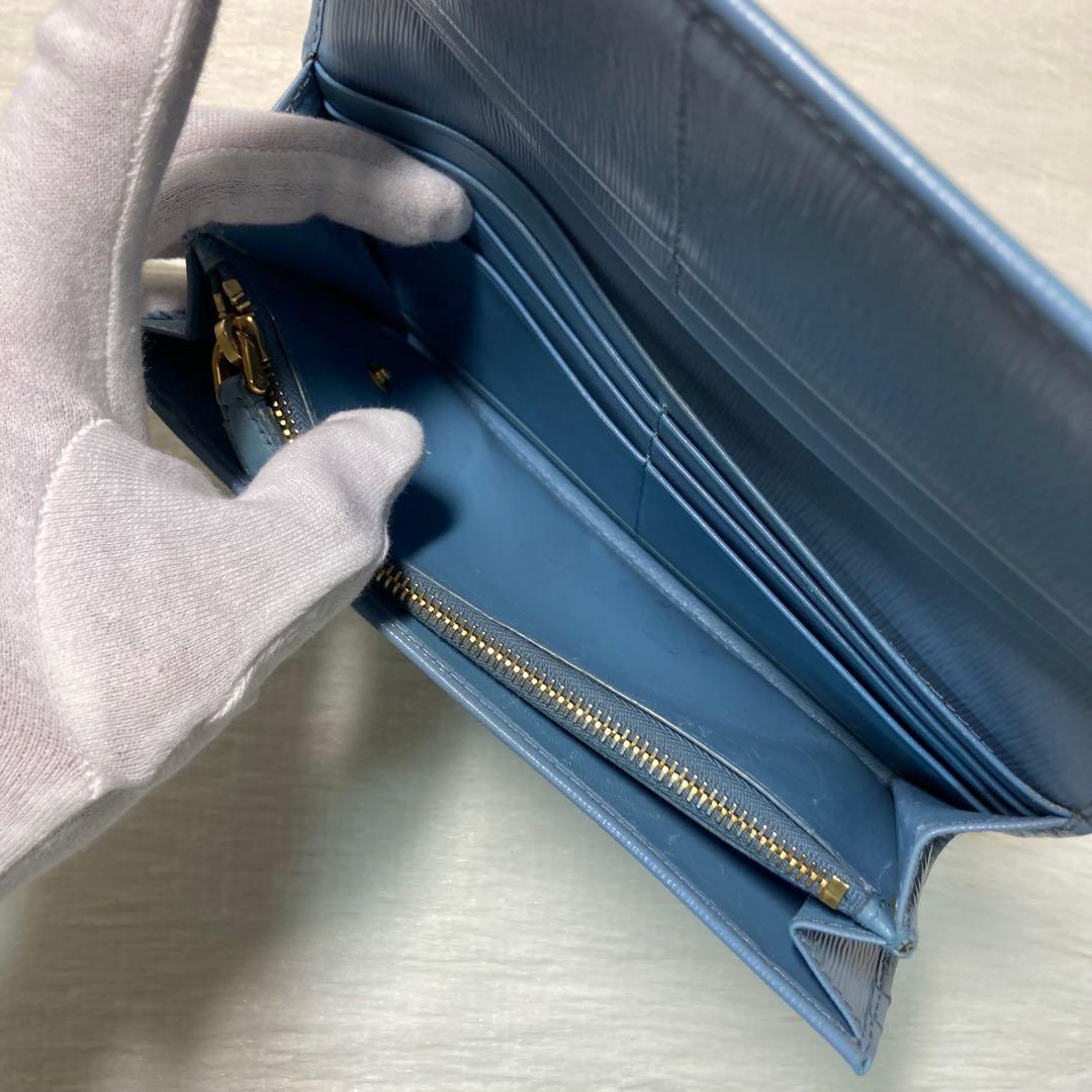 PRADA プラダ　長財布　ロング　水色　青　付属品　二つ折り　財布　折りたたみ