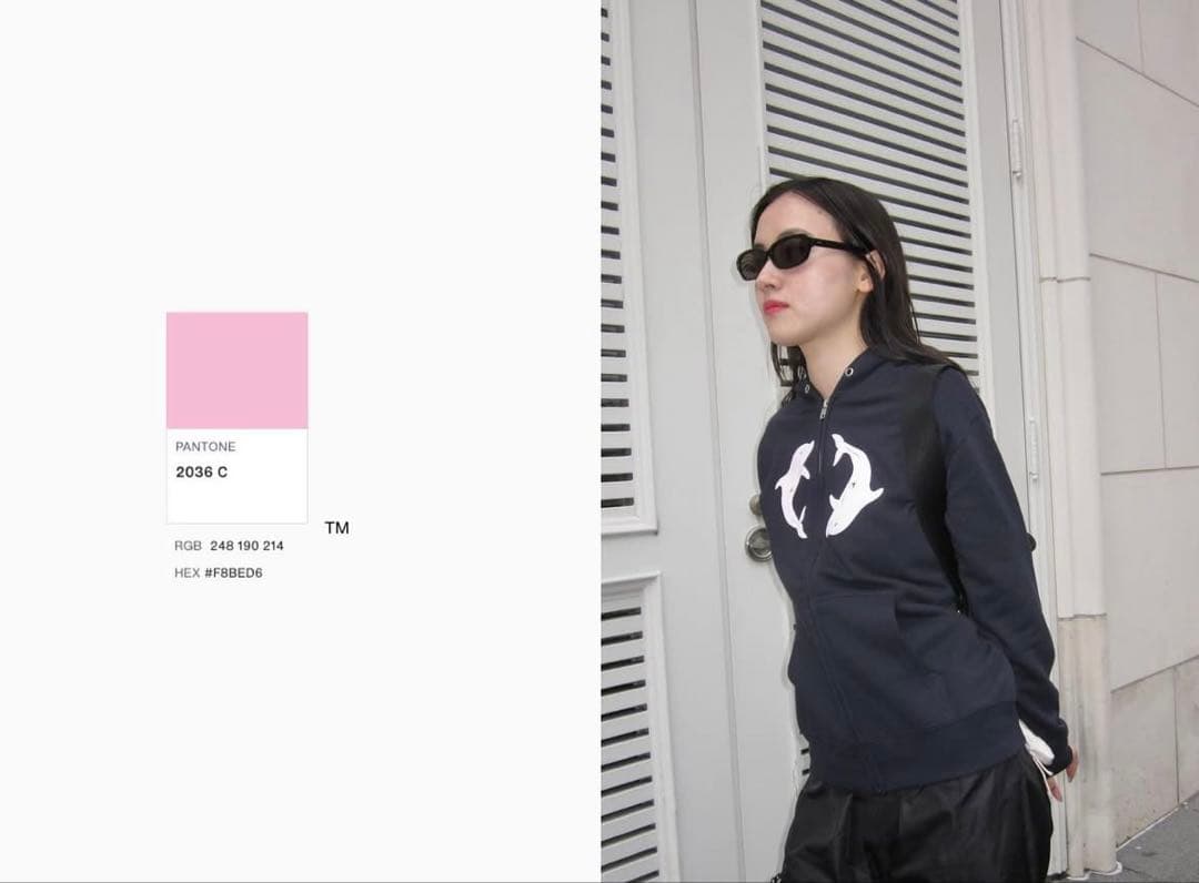 トップス labyrins Two Dolphins Zip Hoodie Navy