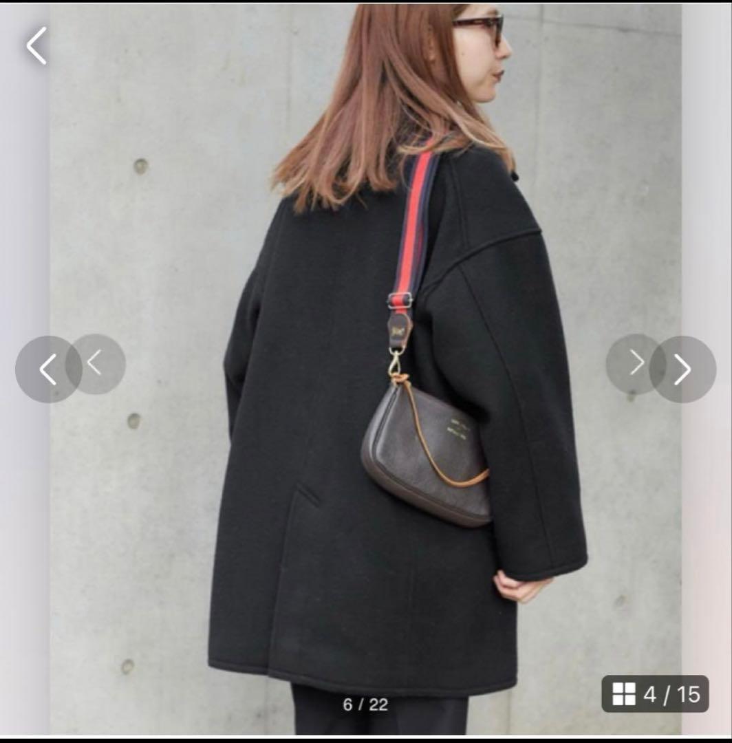 フレームワーク　黒 ダブルブレスト ウールコート